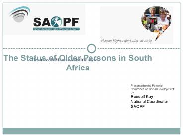 The Status of Older Persons in South Africa