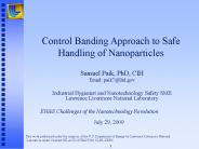 Control Banding Approach to Safe Handling of Nanoparticles