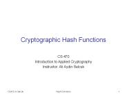 Cryptographic Hash Functions