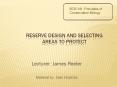 Reserve Design and Selecting Areas to Protect PowerPoint PPT Presentation