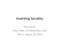 Inventing Sacrality PowerPoint PPT Presentation