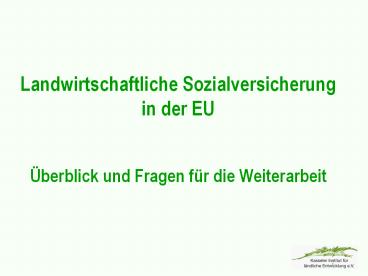 Landwirtschaftliche Sozialversicherung in der EU  