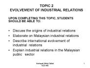 TOPIC 2 EVOLVEMENT OF INDUSTRIAL RELATIONS