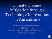 Climate Change Mitigation through Technology Innovations in Agriculture