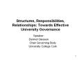 Structures, Responsibilities, Relationships: Towards Effective University Governance PowerPoint PPT Presentation