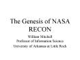 The Genesis of NASA RECON PowerPoint PPT Presentation