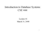 Introduction to Database Systems CSE 444
