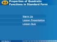 Properties of Quadratic Functions in Standard Form PowerPoint PPT Presentation