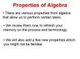 Properties of Algebra PowerPoint PPT Presentation