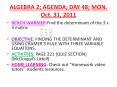 ALGEBRA 2; AGENDA; DAY 48; MON. Oct. 31, 2011 PowerPoint PPT Presentation