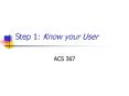 Step 1: Know your User PowerPoint PPT Presentation