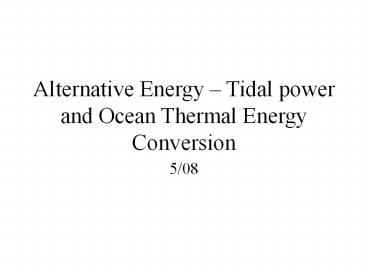 Alternative Energy 