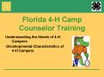 Florida 4-H Camp Counselor Training PowerPoint PPT Presentation