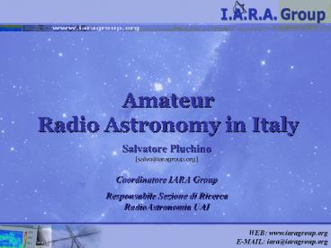 Amateur Radio Astronomy in Italy