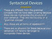 Syntactical Devices