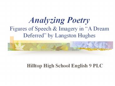 Analyzing Poetry Figures of Speech