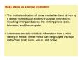 Mass Media as a Social Institution PowerPoint PPT Presentation