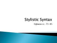 Stylistic Syntax