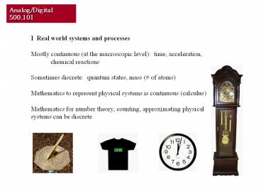 I Real world systems and processes