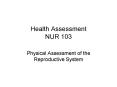 Health Assessment NUR 103 PowerPoint PPT Presentation