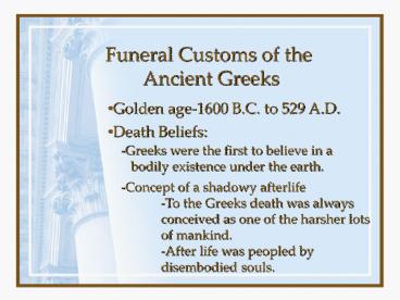 Funeral Customs of the Ancient Greeks