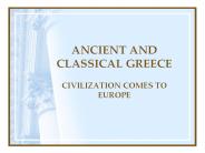 ANCIENT AND CLASSICAL GREECE