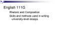 English 111G PowerPoint PPT Presentation
