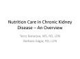 Nutrition Care in Chronic Kidney Disease  PowerPoint PPT Presentation