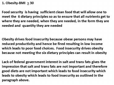 1. Obesity-BMI > 30