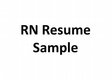 RN Resume Sample
