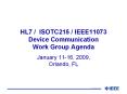 HL7 / ISOTC215 / IEEE11073 Device Communication Work Group Agenda PowerPoint PPT Presentation