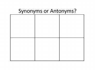 Synonyms or Antonyms?