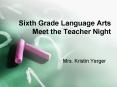 Sixth Grade Language Arts Meet the Teacher Night PowerPoint PPT Presentation