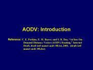 AODV: Introduction PowerPoint PPT Presentation