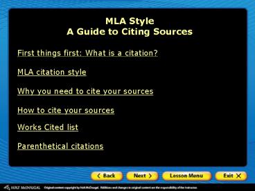 MLA Style A Guide to Citing Sources
