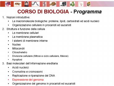 CORSO DI BIOLOGIA - Programma