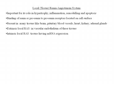 Local (Tissue) Renin-Angiotensin System
