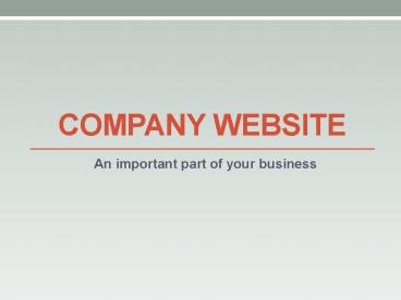 Company Website; An Important Part of Business
