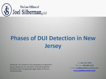 Phases of DUI Detection in New Jersey