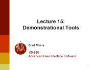 Lecture 15: Demonstrational Tools