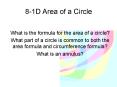 8-1D Area of a Circle PowerPoint PPT Presentation
