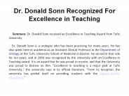 Dr. Donald Sonn Recognized For Excellence in Teaching