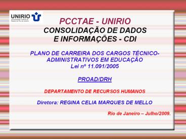 PCCTAE - UNIRIO CONSOLIDA