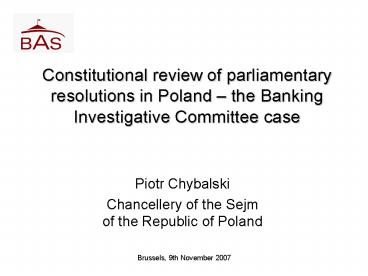 Constitutional review of parliamentary resolutions in Poland 