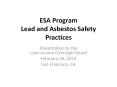 ESA Program Lead and Asbestos Safety Practices PowerPoint PPT Presentation
