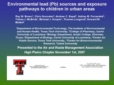 Environmental lead (Pb) sources and exposure pathways to children in urban areas