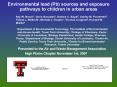 Environmental lead (Pb) sources and exposure pathways to children in urban areas PowerPoint PPT Presentation