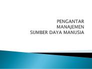 PENGANTAR MANAJEMEN SUMBER DAYA MANUSIA