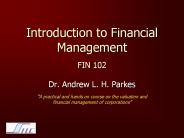 Introduction to Financial Management FIN 102