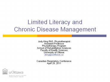 Limited Literacy and Chronic Disease Management